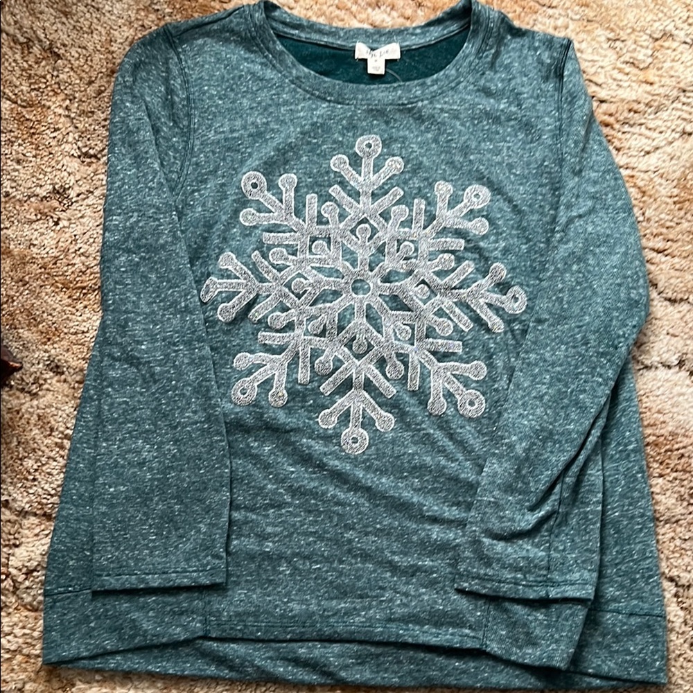 Style & Co. Teal Sweatshirt with Snowflake Design